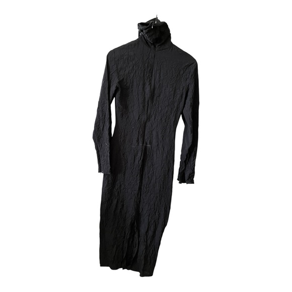 Zara Dresses & Skirts - ZARA Woman Black Crinkle High Neck Midi Dress XS Limited Edition